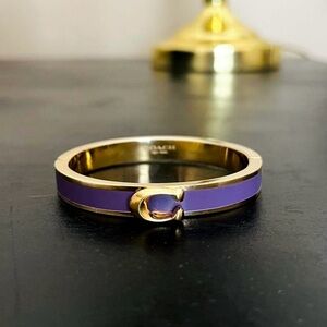 COACH Signature Push Hinged Bangle In Gold/Purple Style $128